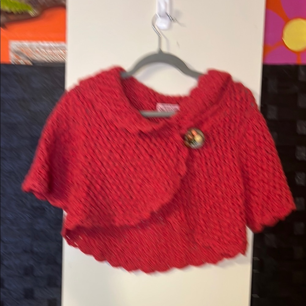 Pink Knit Capelet with Button Detail